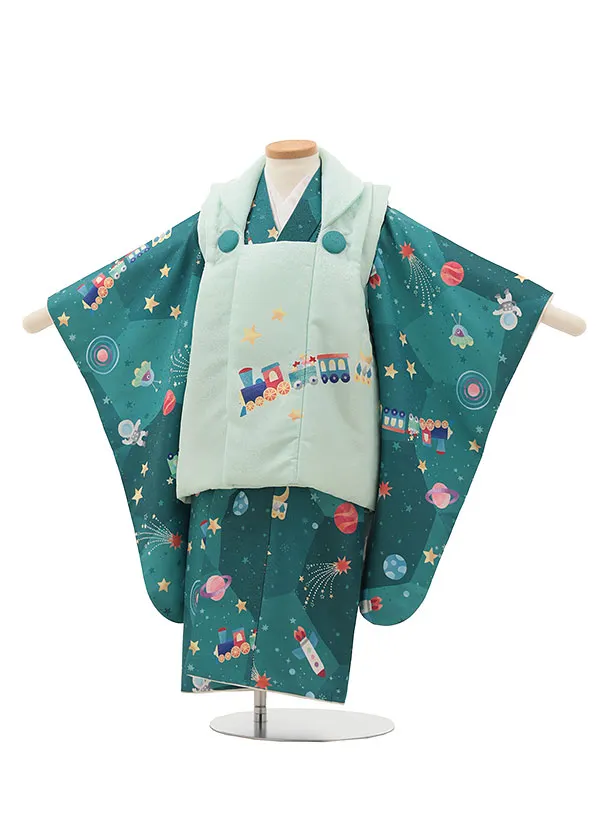 七五三2歳3歳男の子 ﾐﾝﾄｸﾞﾘｰﾝ/緑 機関車 宇宙【pitapita】