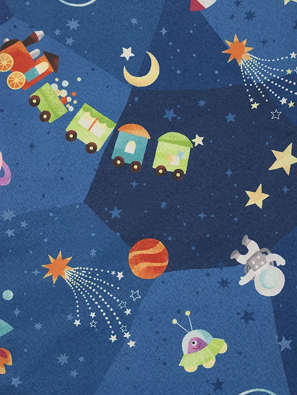 七五三 2歳3歳 男の子ﾚﾝﾀﾙ ﾐﾝﾄｸﾞﾘｰﾝ/青 機関車 宇宙