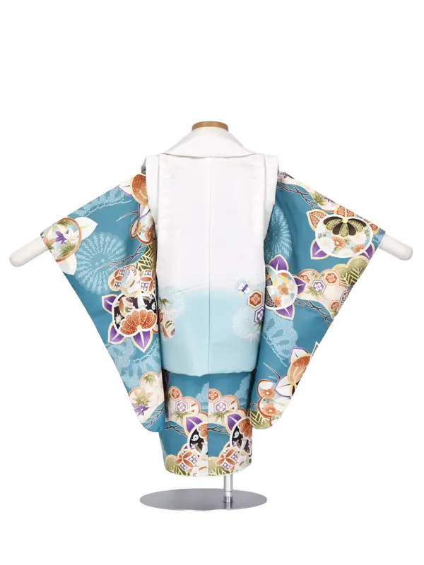 七五三 2歳 男の子 ﾚﾝﾀﾙ 白 水色ぼかし/ くすみ水色 松橘