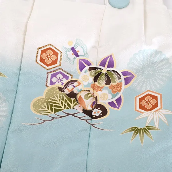 七五三 2歳 男の子 ﾚﾝﾀﾙ 白 水色ぼかし/ くすみ水色 松橘