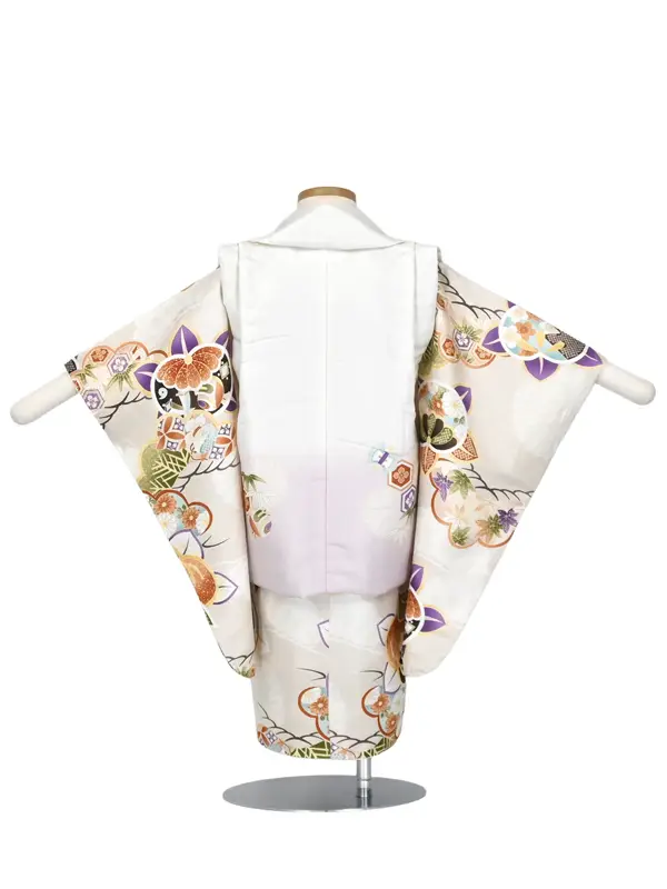 七五三 2歳 男の子 ﾚﾝﾀﾙ 白 浅紫ぼかし/ベージュ 松橘