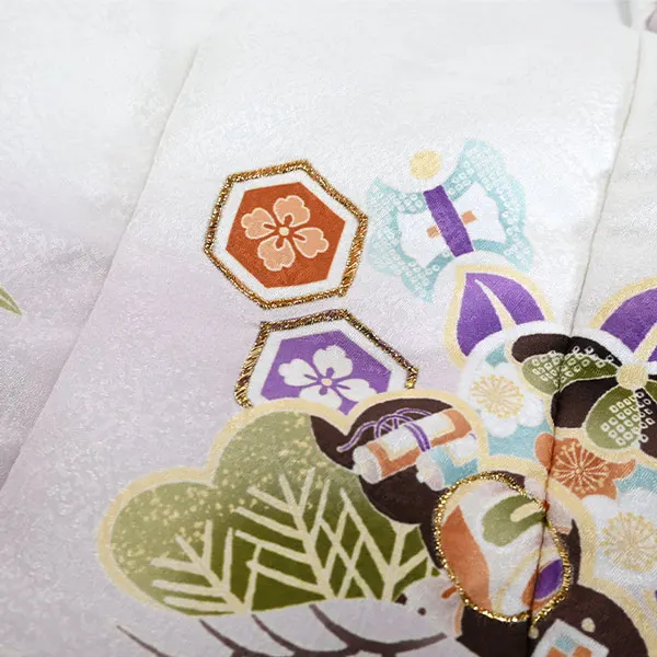 七五三 2歳 男の子 ﾚﾝﾀﾙ 白 浅紫ぼかし/ベージュ 松橘