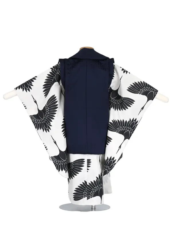 七五三 3歳 男の子 レンタル ネイビー/白 黒鶴