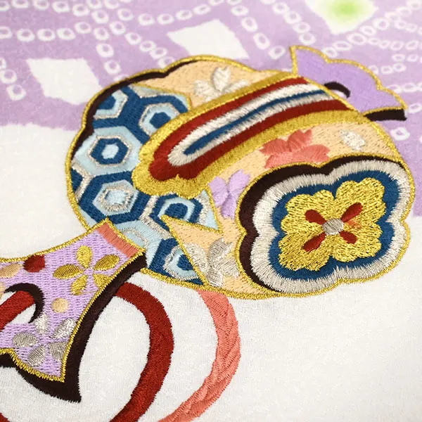 かんたん七五三 5歳 紫 白 黒 兜 刺繍 疋田 シルバー ピンク袴