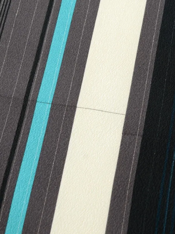 かんたん七五三 5歳男袴 ｸﾞﾚｰ/青 縞 無地袴