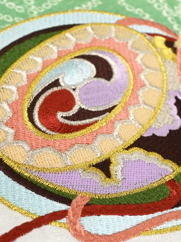 かんたん七五三5歳男袴 黄 緑 青 兜 刺繍 疋田/丸文様袴