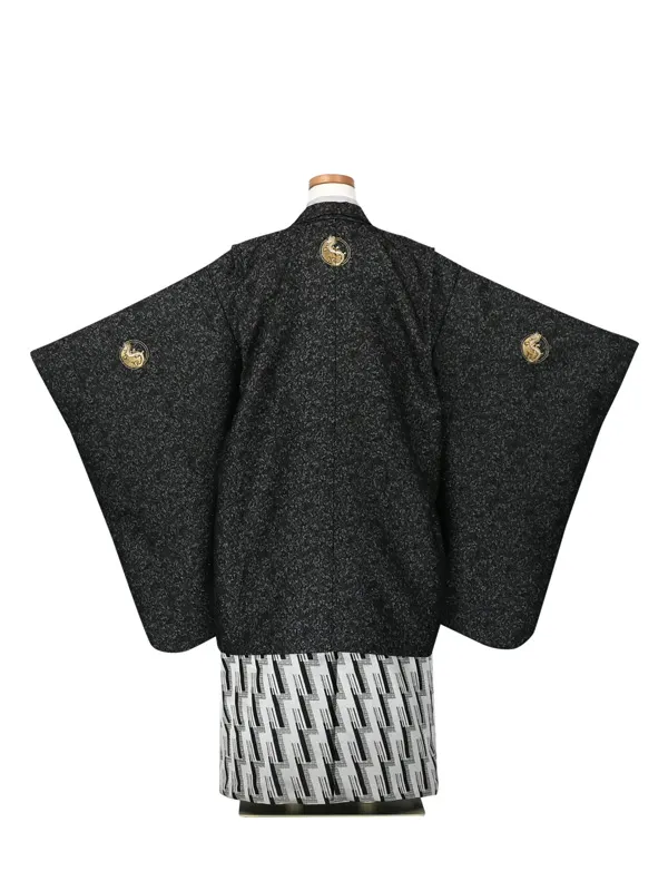 かんたん七五三 7歳男袴 ﾚﾝﾀﾙ 黒ﾗﾒ 変り袴