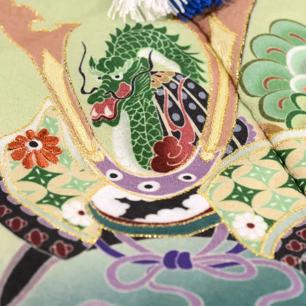 七五三 3歳被布 ﾚﾝﾀﾙ 緑/黒 かぶと 龍