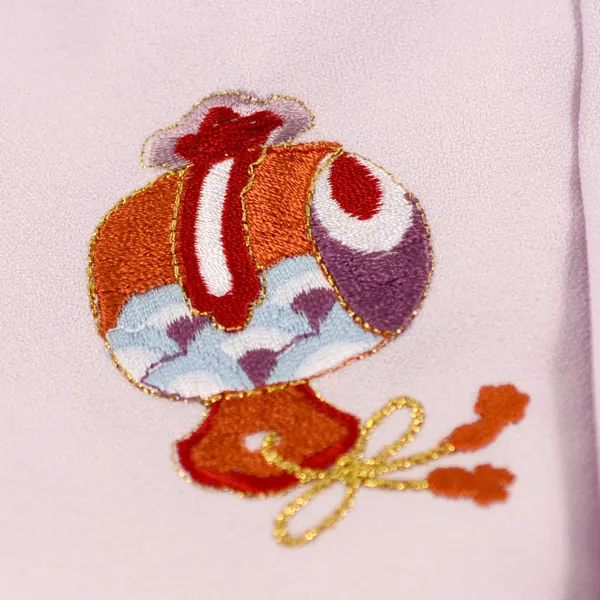 七五三 3歳被布 ﾚﾝﾀﾙ ピンク/紺 かぶと 刺繍