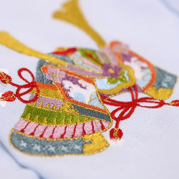 七五三 3歳被布 ﾚﾝﾀﾙ 水色/紺 かぶと 刺繍