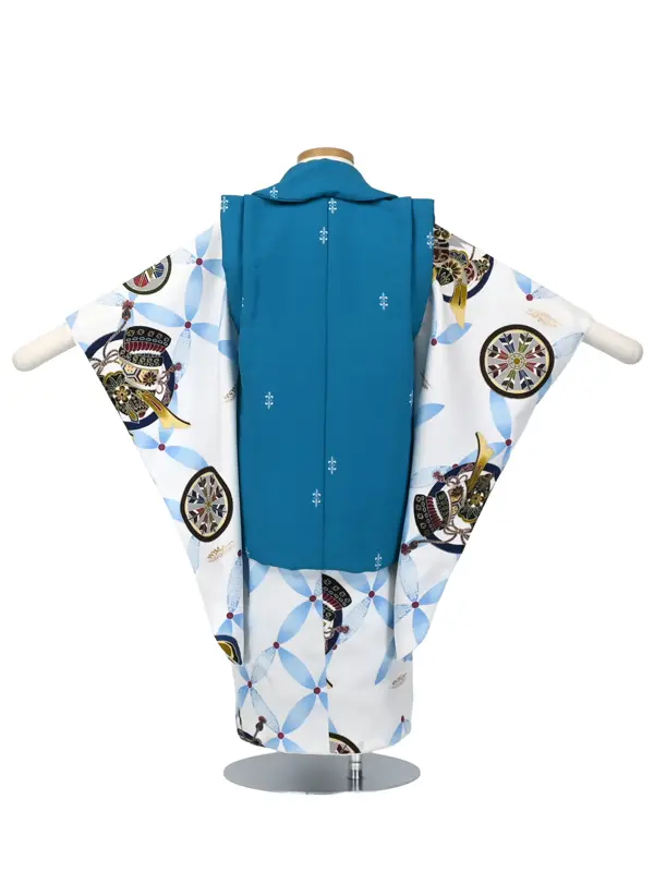 七五三 3歳被布 ﾚﾝﾀﾙ ﾀｰｺｲｽﾞﾌﾞﾙｰ/白 七宝