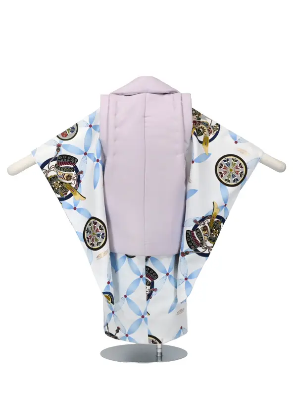 七五三 3歳被布 ﾚﾝﾀﾙ ピンク/白 かぶと 刺繍 七宝