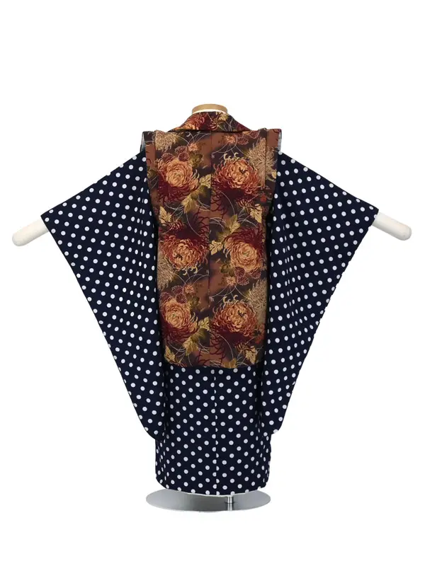 七五三 3歳被布 ﾚﾝﾀﾙ 乱菊 /水玉 ﾈｲﾋﾞｰ