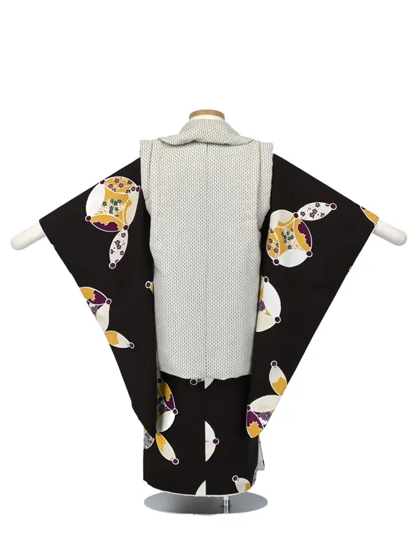 七五三 3歳被布 ﾚﾝﾀﾙ オフ白 / 茶 七宝