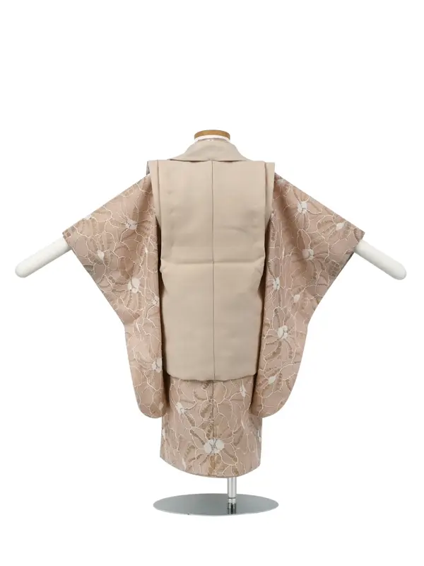 七五三 2歳女児 レンタル 被布 花レース ベージュ×ピンク