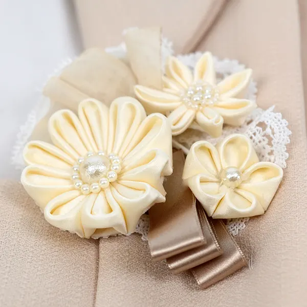 七五三 2歳女児 レンタル 被布 花レース ベージュ×ピンク