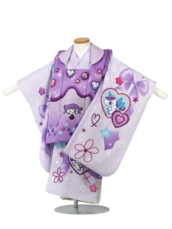七五三 女児 3歳 レンタル shinako 紫 しなこ ユニコーン リボン