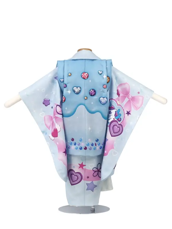 七五三 女児 3歳 レンタル shinako 水色 しなこ ユニコーン リボン
