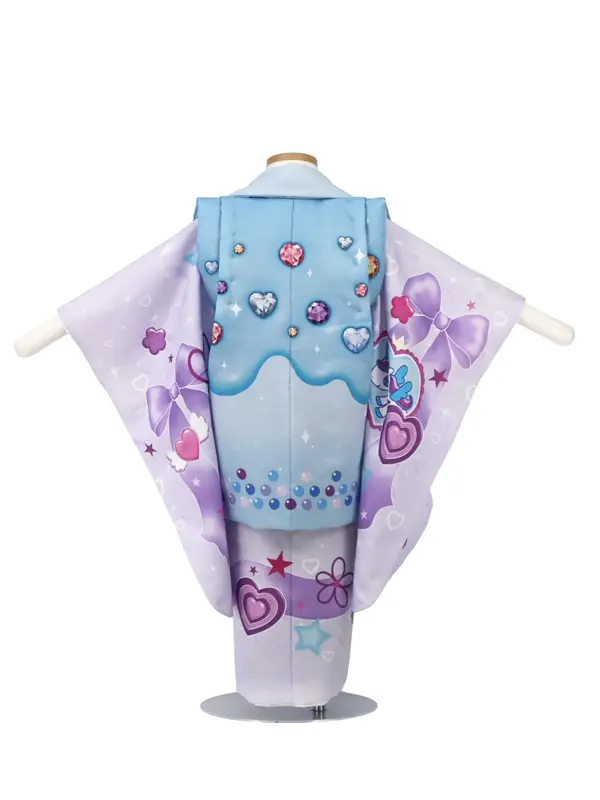 七五三 女児 3歳 レンタル 水色/紫 ユニコーン リボン