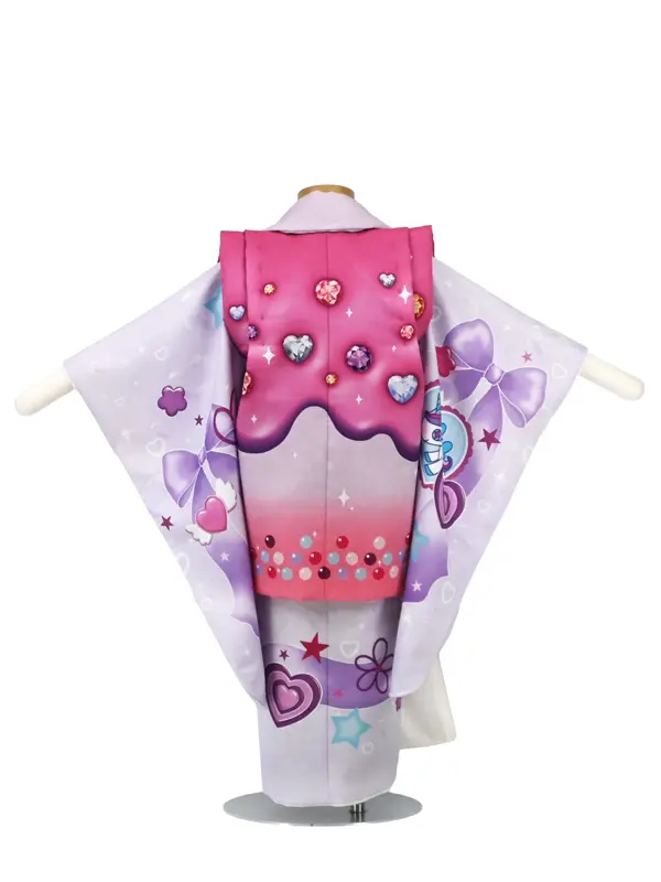 七五三 女児 3歳 レンタル ピンク/紫 ユニコーン リボン