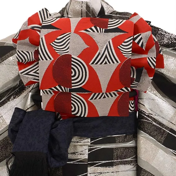 七五三 7歳女児 結び帯 ﾓﾉﾄｰﾝ ﾓｰﾄﾞ ﾎﾞｰﾀﾞｰ ﾓﾀﾞﾝｱﾝﾃﾅ