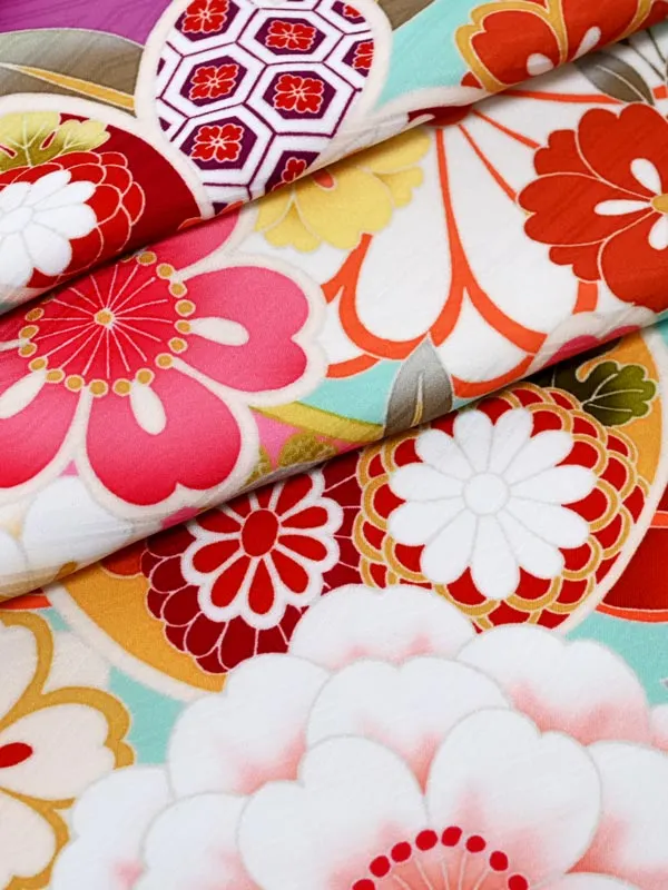 女児袴レンタル 7歳女袴 ミントアッシュ ピンク 金刺繍 牡丹/オフ白袴