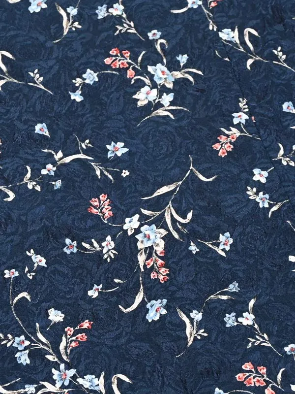 女児袴レンタル 7歳女袴 ネイビー小花柄 /オフ白袴