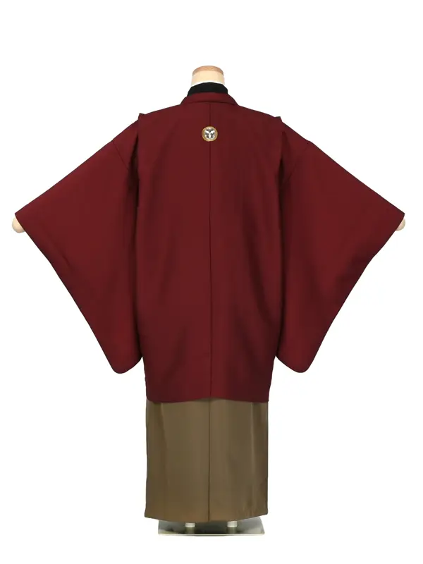 かんたん着付 卒業式袴 小学男子 024 ｴﾝｼﾞ色×ﾓｶ茶 紋付