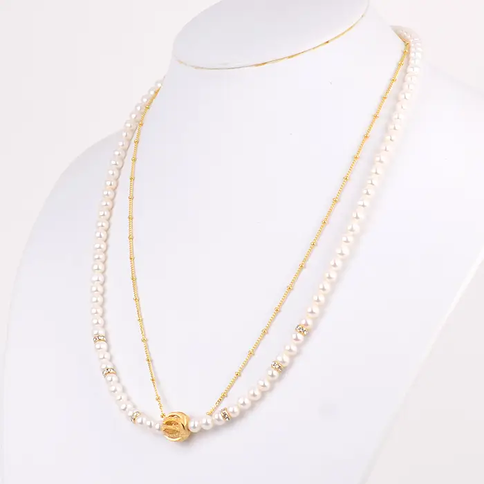 淡水真珠(5.5-6mm) ｺﾞｰﾙﾄﾞﾃﾞｻﾞｲﾝNE 029