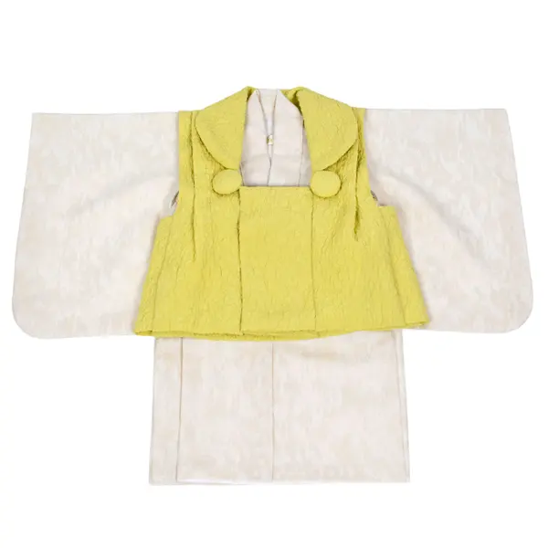 女児(100日～) ﾚﾓﾝｲｴﾛｰ / 白ﾍﾞｰｼﾞｭ 平筆模様 ｾﾊﾟﾚｰﾄ