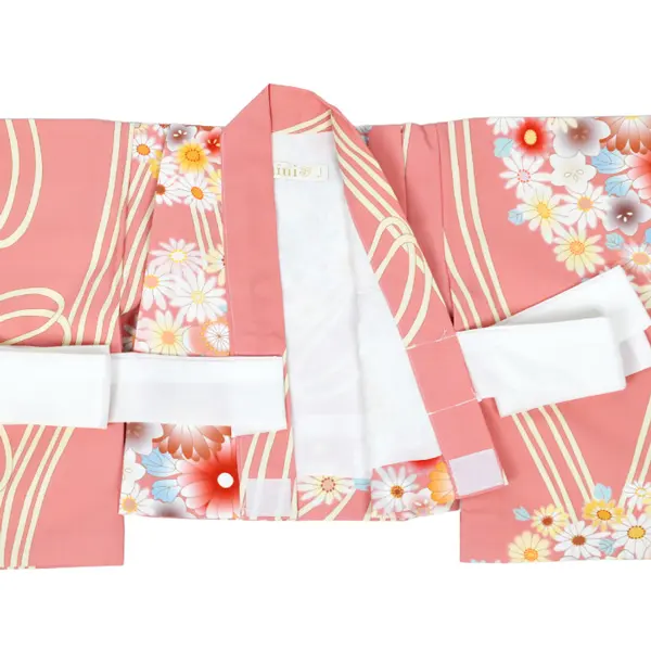 女児(100日～) 刺繍風 からし色 / ｻｰﾓﾝﾋﾟﾝｸ薬玉 ｾﾊﾟﾚｰﾄ