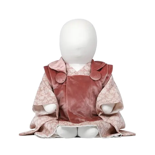 女児(100日～)ﾍﾞﾛｱ地ｺｰﾗﾙﾋﾟﾝｸ/ﾋﾟﾝｸ ﾚｰｽ 薔薇ｾﾊﾟﾚｰﾄ