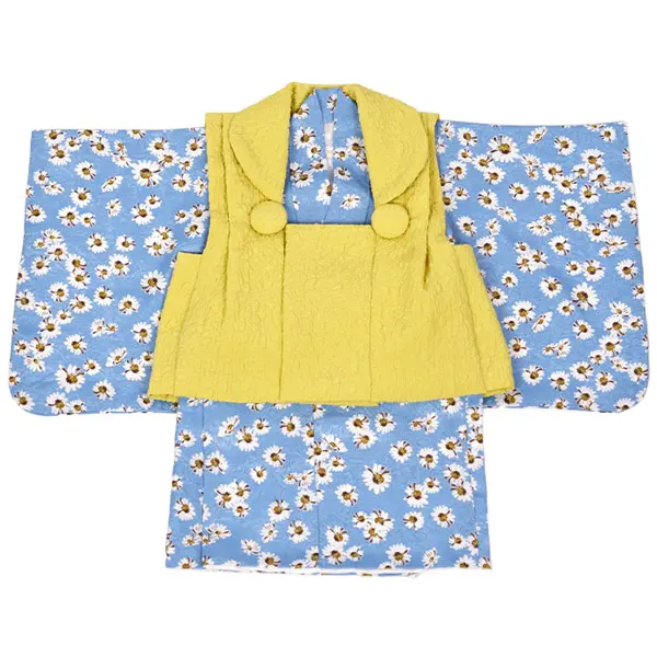 女児(100日～)ﾚﾓﾝｲｴﾛｰ/白ﾍﾞｰｼﾞｭ ﾏｰｶﾞﾚｯﾄ小花ｾﾊﾟﾚｰﾄ