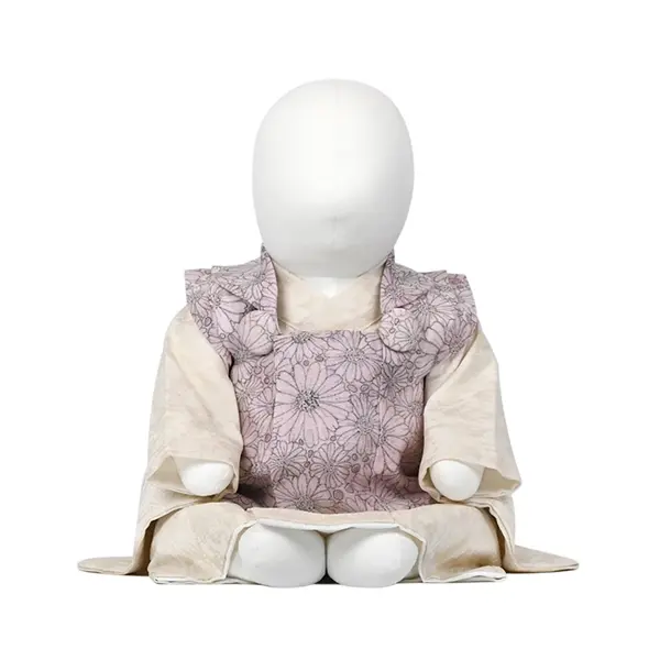 女児(100日～)ﾋﾟﾝｸ 線画花 / 白ﾍﾞｰｼﾞｭ 平筆模様  ｾﾊﾟﾚｰﾄ