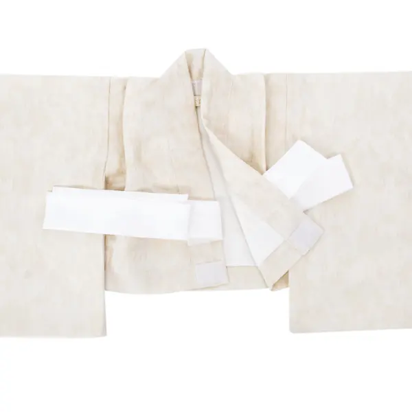 女児(100日～)ﾚｰｽ地 薄ｵﾚﾝｼﾞ/白ﾍﾞｰｼﾞｭ 平筆模様 ｾﾊﾟﾚｰﾄ