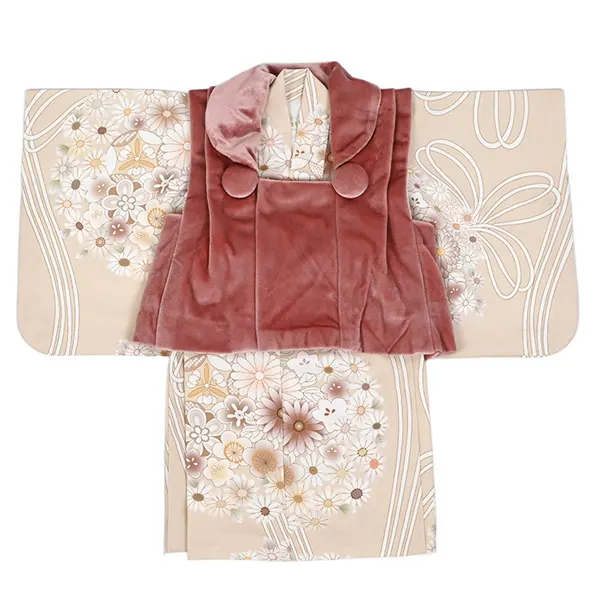 女児(100日～)ﾍﾞﾛｱ地ｺｰﾗﾙﾋﾟﾝｸ/ﾍﾞｰｼﾞｭ 花薬玉 ｾﾊﾟﾚｰﾄ