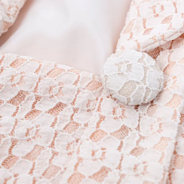 女児(100日～) ﾚｰｽ地 薄ｵﾚﾝｼﾞ/ﾍﾞｰｼﾞｭ 花薬玉 ｾﾊﾟﾚｰﾄ