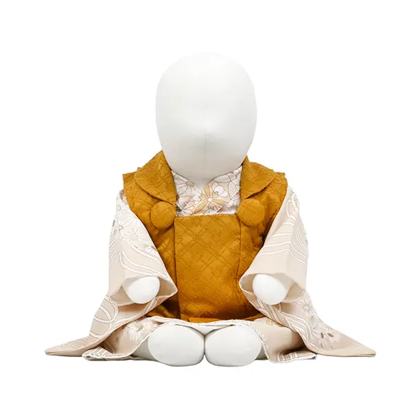 女児(100日～) 刺繍風 からし色 / ﾍﾞｰｼﾞｭ 花薬玉 ｾﾊﾟﾚｰﾄ