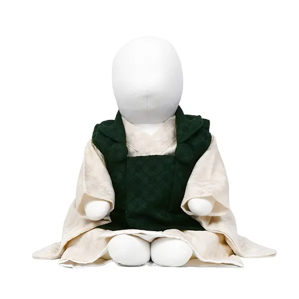 女児 ベビー(100日～) 刺繍風 緑/ 白ﾍﾞｰｼﾞｭ平筆模様 ｾﾊﾟﾚｰﾄ