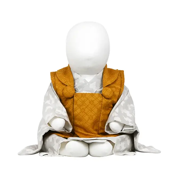 女児ベビー (100日～) 刺繍風 からし/薄ｸﾞﾚｰ白アニマル柄ｾﾊﾟﾚｰﾄ