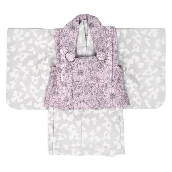 女児 ベビー(100日～)ﾋﾟﾝｸ 線画花/薄ｸﾞﾚｰ白アニマル柄ｾﾊﾟﾚｰﾄ