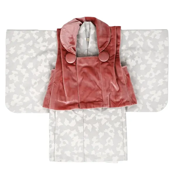 女児ベビー(100日～)ﾍﾞﾛｱ地ｺｰﾗﾙﾋﾟﾝｸ/薄ｸﾞﾚｰ白アニマル柄ｾﾊﾟ