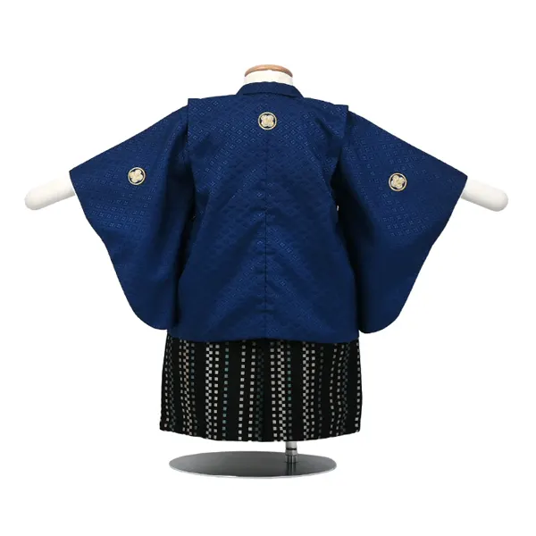 男児(1歳前後)ﾍﾞﾋﾞｰ着物056 羽織袴紋付 ﾈｲﾋﾞｰ 黒袴 ｾﾊﾟﾚｰﾄ