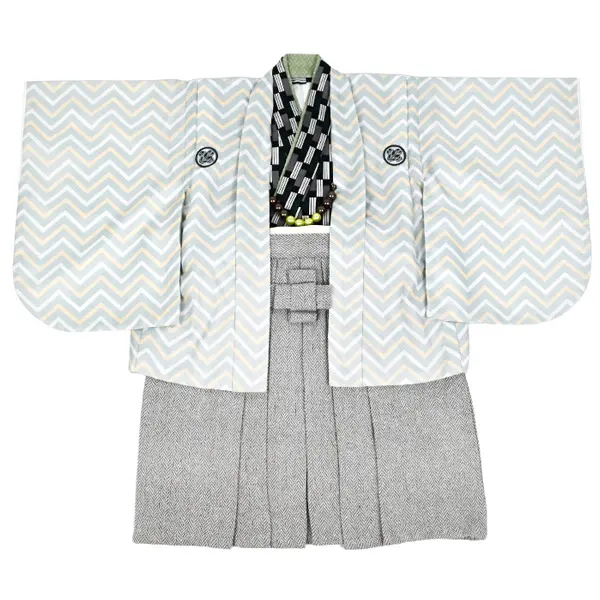 男児1歳前後ﾍﾞﾋﾞｰ067羽織袴ｱｲｽｸﾞﾘｰﾝ ﾂｲｰﾄﾞ調袴 ｾﾊﾟﾚｰﾄ