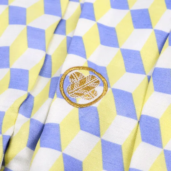 男児1歳前後ﾍﾞﾋﾞｰ070羽織袴黄青ｷｭｰﾌﾞ千鳥格子ｸﾞﾚｰ袴 ｾﾊﾟﾚｰﾄ