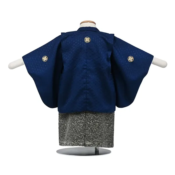 男児1歳前後073羽織袴紋付 ﾈｲﾋﾞｰ ｶｰｷﾓﾀﾞﾝ柄袴 ｾﾊﾟﾚｰﾄ