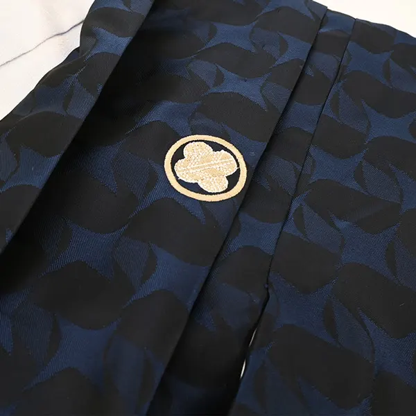男児(1歳前後)ベビー着物081羽織袴 ネイビー×水色 アイスグレー袴セパレート