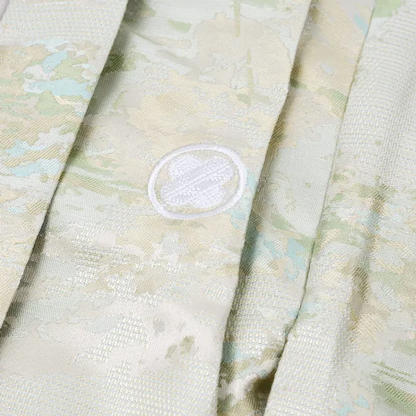 男児（1歳前後）ベビー089羽織袴パステルグリーン 千鳥格子グレー袴 セパレート