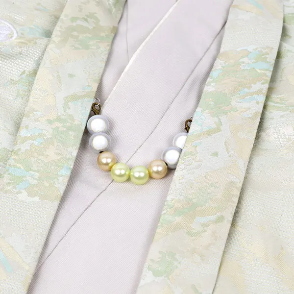 男児（1歳前後）ベビー091羽織袴パステルグリーン 黒／金袴 セパレート