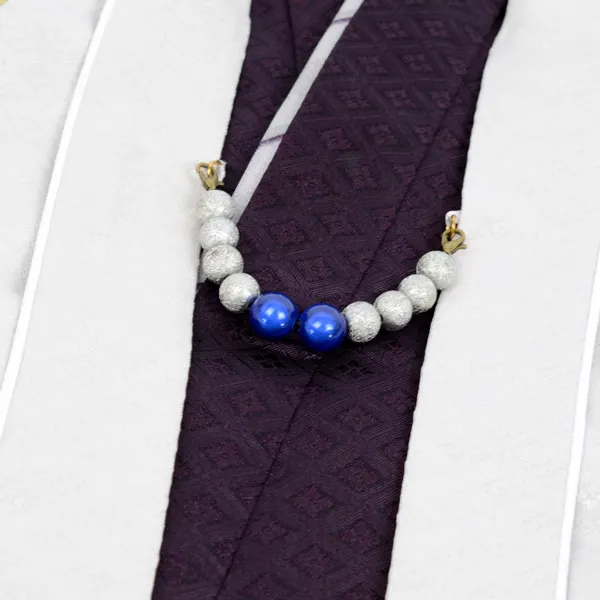 男児（1歳前後）ベビー100羽織袴 薄グレー／紫 紋付 黒／金袴 セパレート